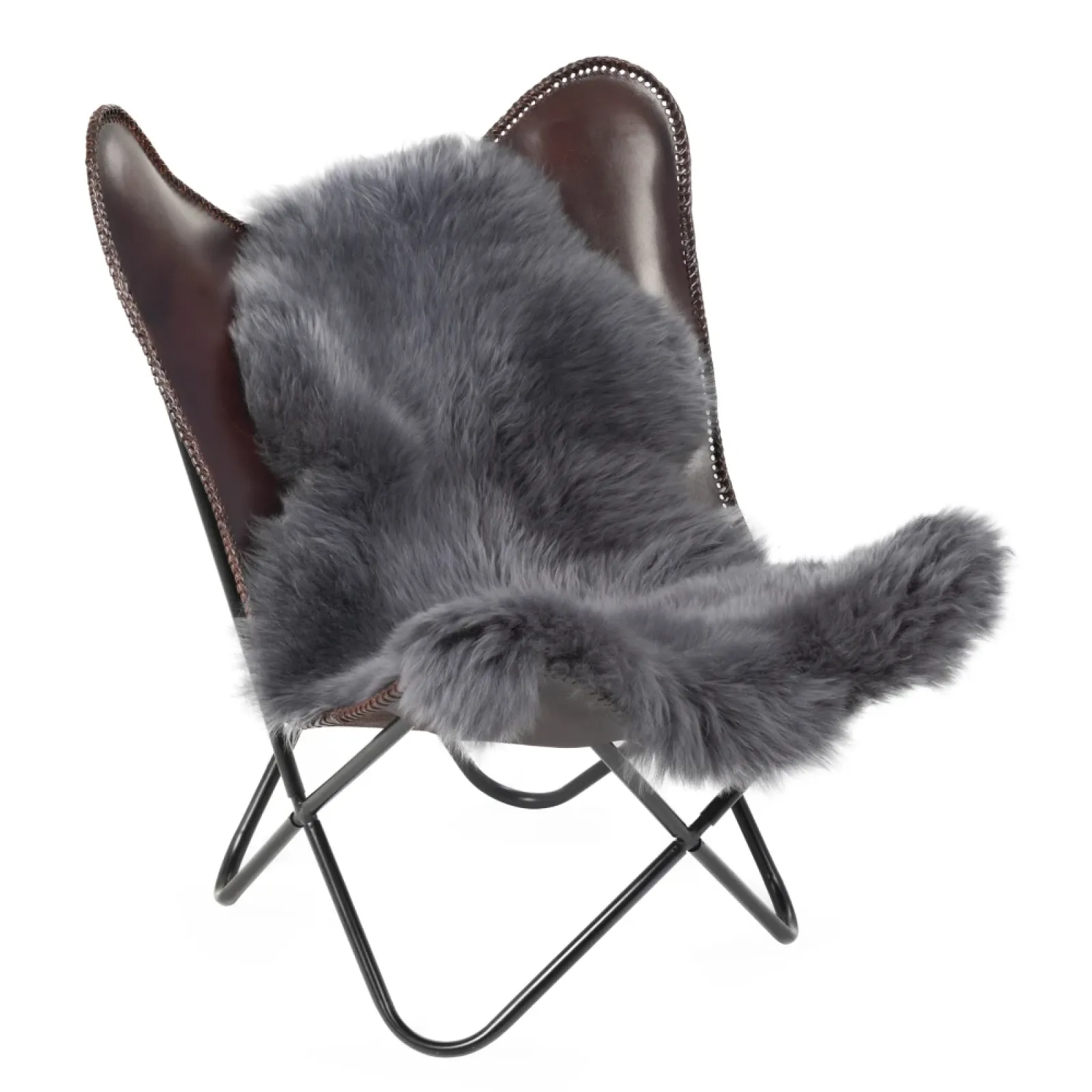Grau langwolliges Lammfell Sofa- und Bettauflage Premium Qualität